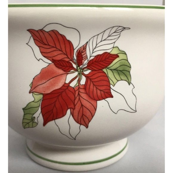 Block Bernardo Poinsettia Handle Basket Ceramic Goertzen Portugal Watercolors - Picture 2 of 10